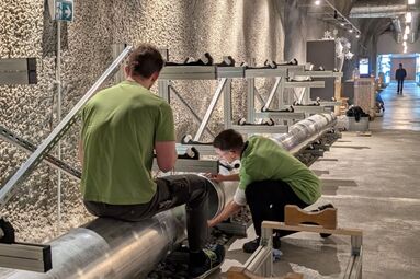 Testinstallation im Tunnel von Brünig Indoor